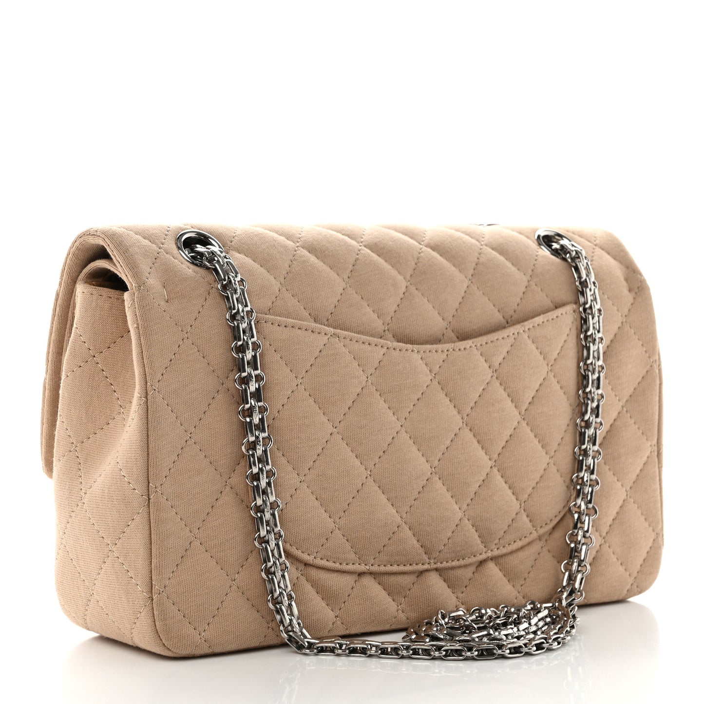 Jersey Quilted Small Double Flap Beige