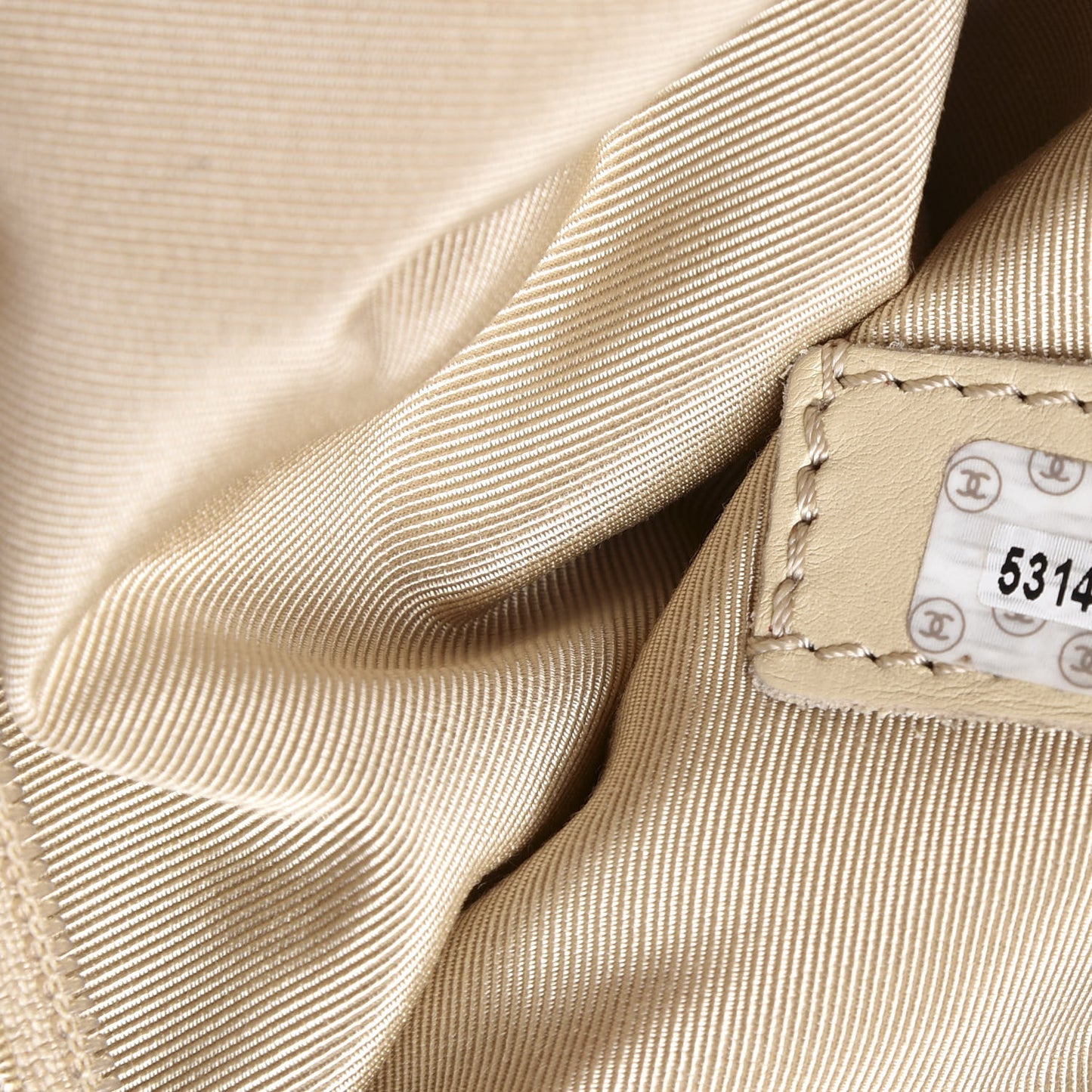 Lambskin CC Stitched Tote Beige