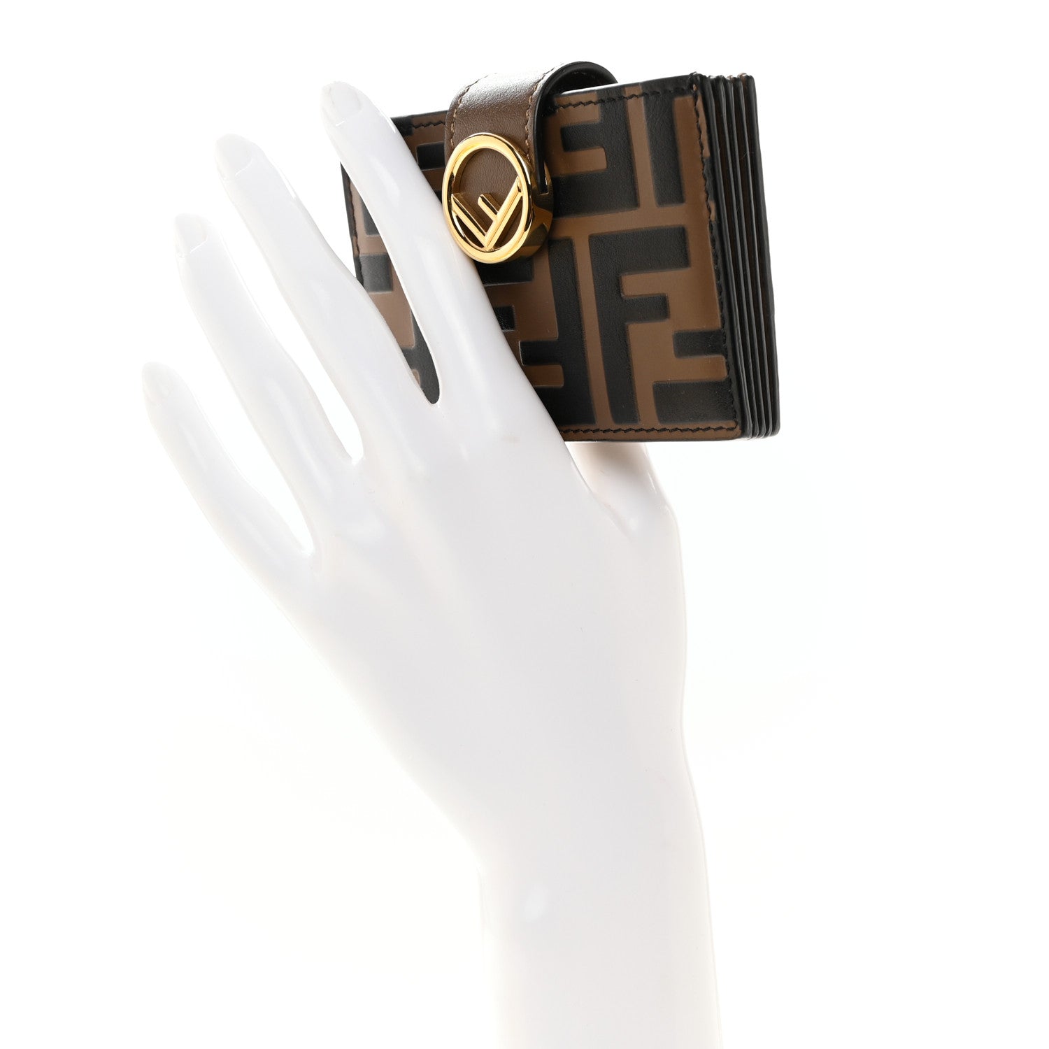 Fendi Vitello Cruise F is Fendi Bi-Color FF 1974 Embossed Gusseted Card Holder Maya Black 2 of 8
