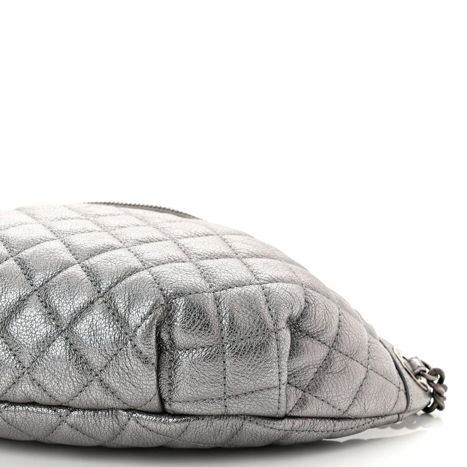 Chanel Metallic Calfskin Quilted Banane Waist Bag Fanny Pack Silver 10 of 12