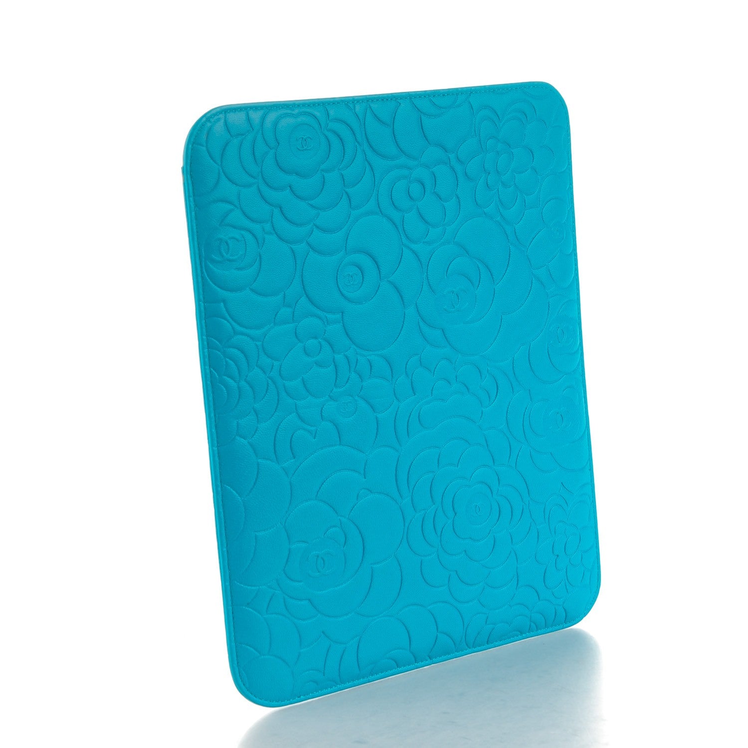 Chanel Lambskin Camellia Embossed iPad Case Turquoise 3 of 8