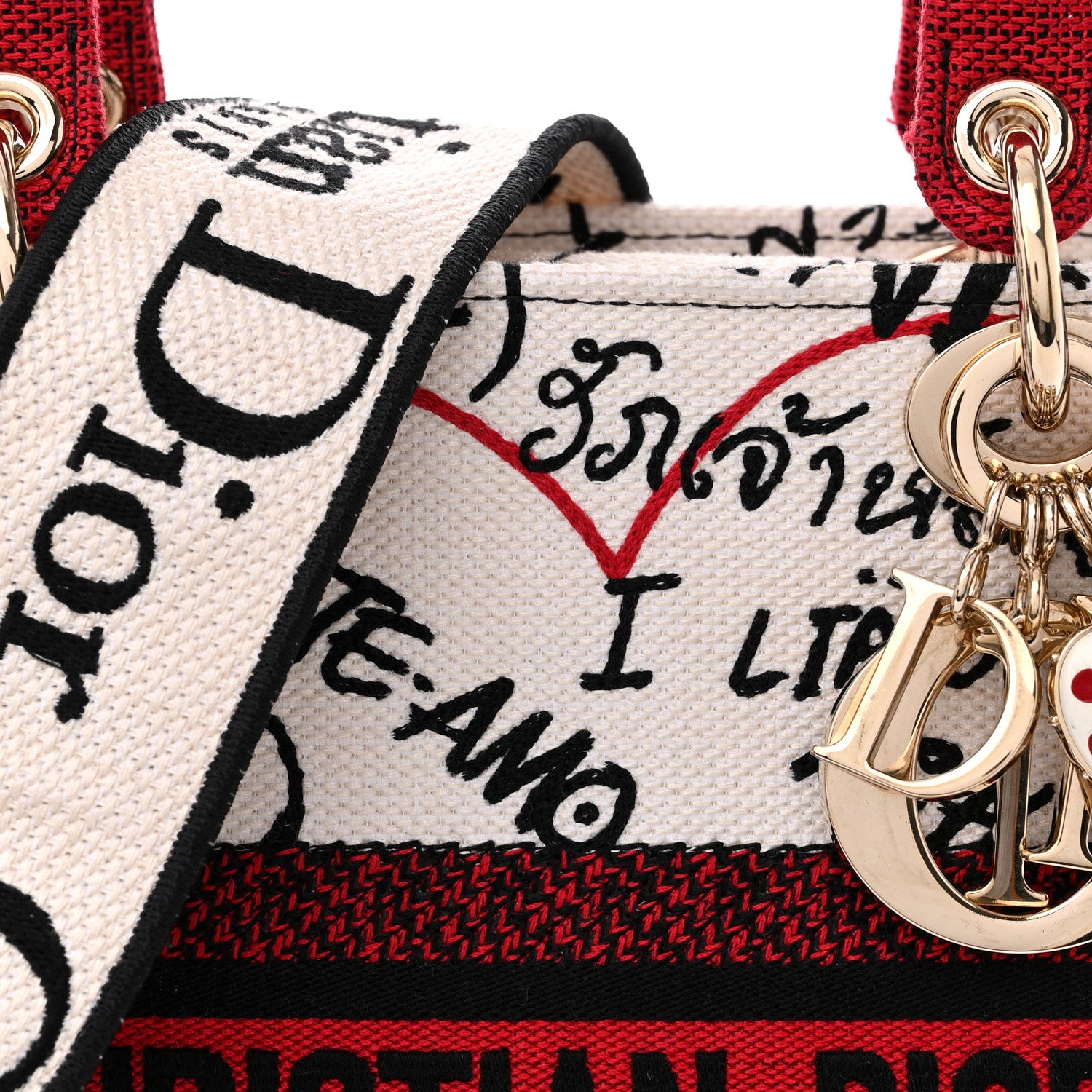 Christian Dior Canvas Medium DiorAmour Graffiti Lady D-Lite Latte 8 of 12