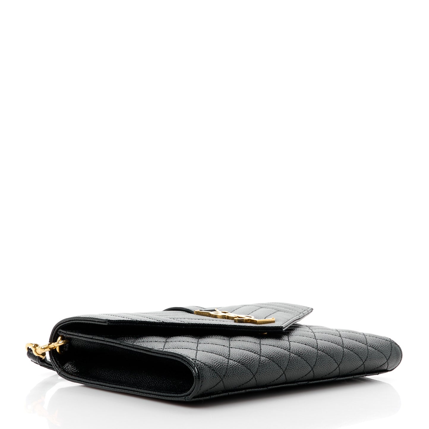 Grain De Poudre Textured Mixed Matelasse Triquilt Monogram Clutch Black