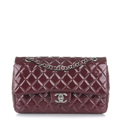 Chanel Distressed Patent Quilted Medium Double Flap Bordeaux 1 of 8