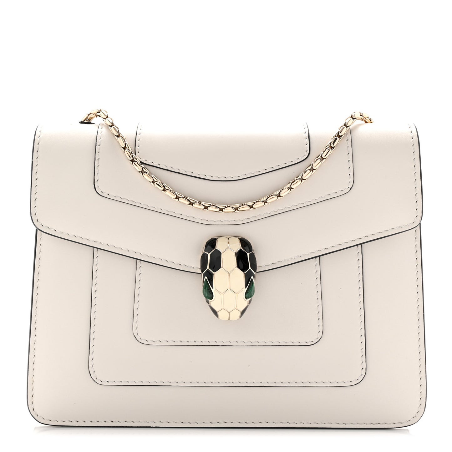 Calfskin Small Serpenti Forever Crossbody Bag White Agate
