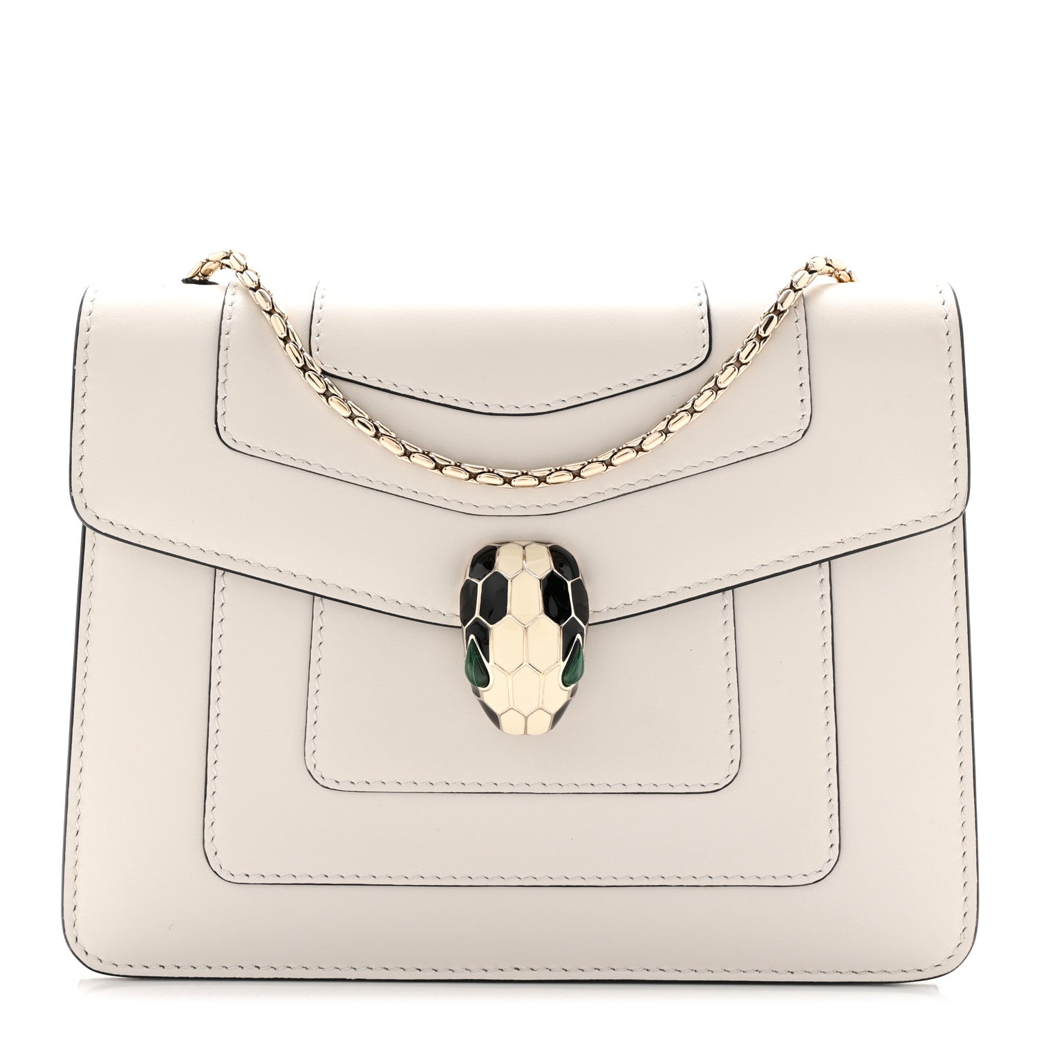 Bulgari Calfskin Small Serpenti Forever Crossbody Bag White Agate 1 of 10