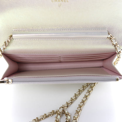Chanel Iridescent Lambskin Quilted Wallet On Chain WOC Ivory 5 of 12