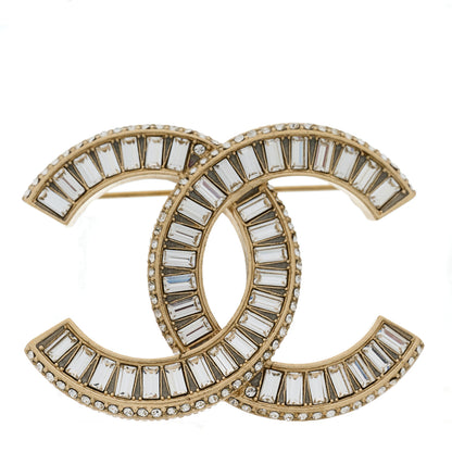 Chanel Baguette Crystal CC Brooch Gold 1 of 3