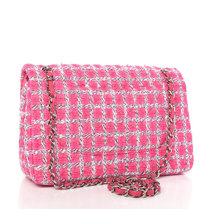 Chanel Tweed Quilted Jumbo Double Flap Hot Pink 3 of 11