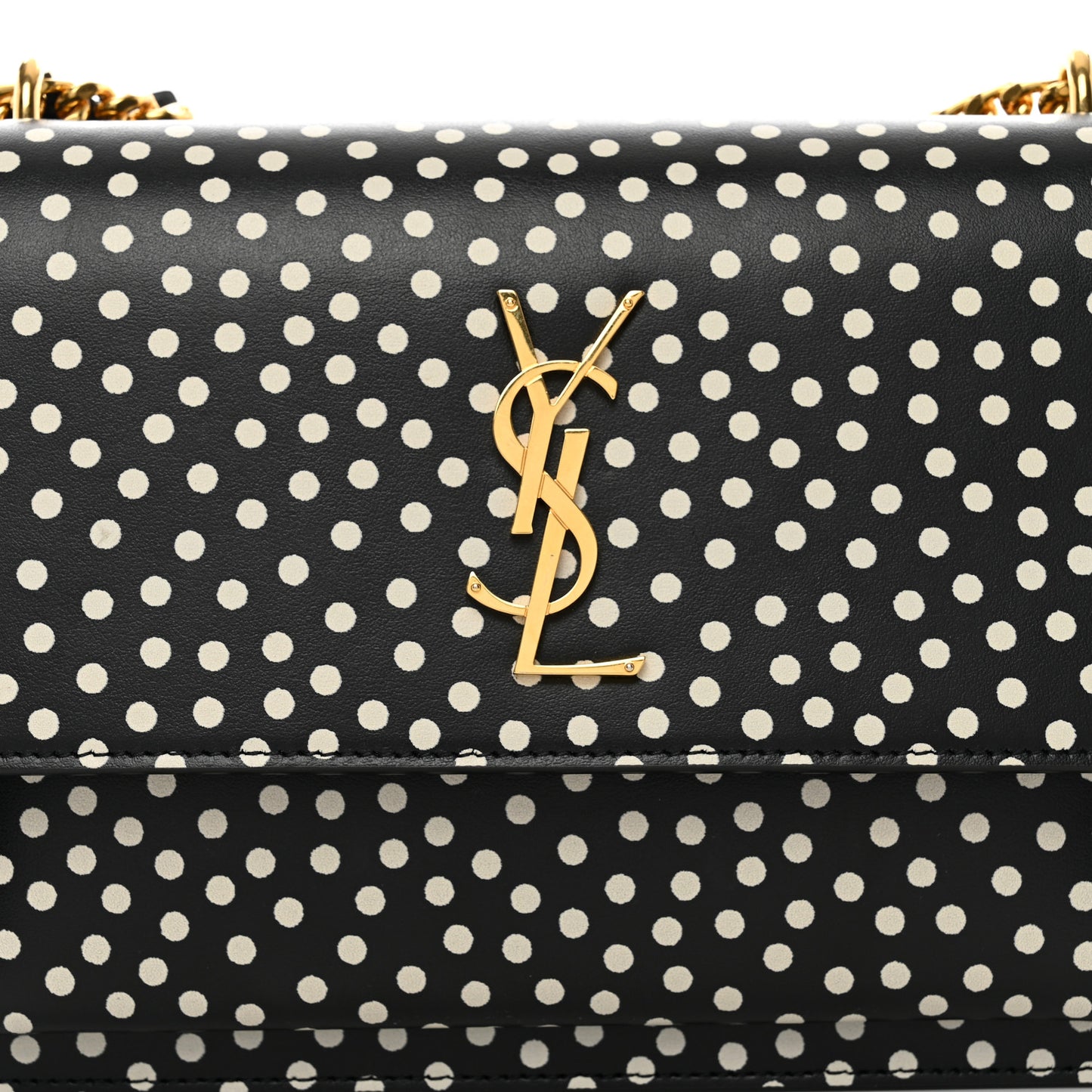 Calfskin Polka Dot Medium Monogram Sunset Black White