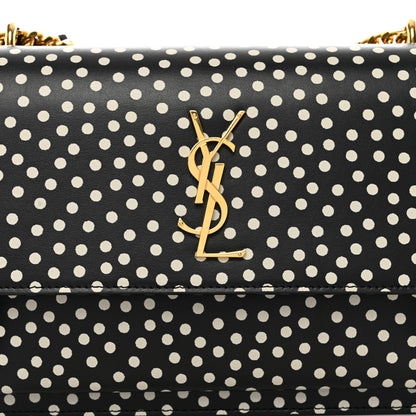 Saint Laurent Calfskin Polka Dot Medium Monogram Sunset Black White 10 of 10