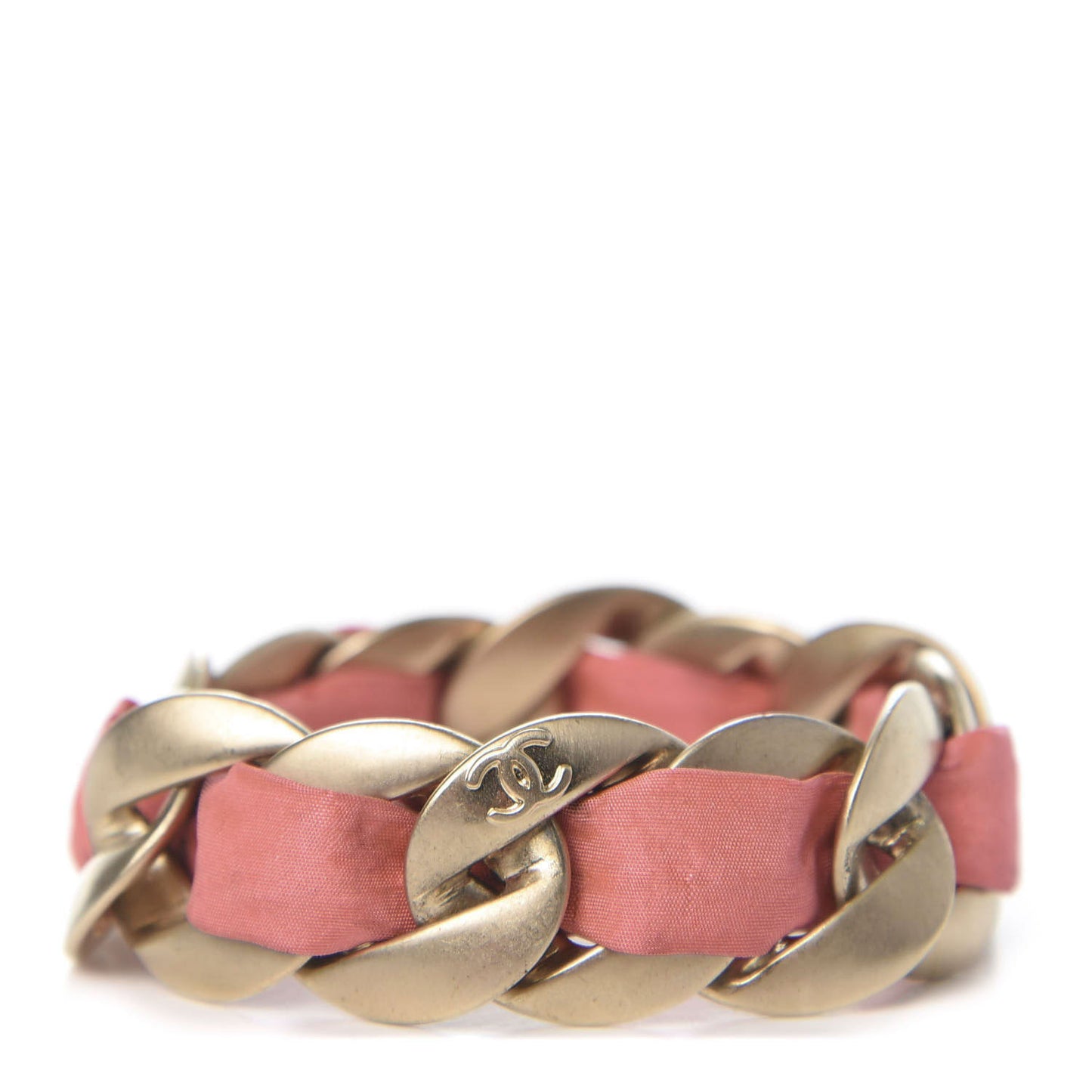 Fabric CC Chain Bracelet Pink