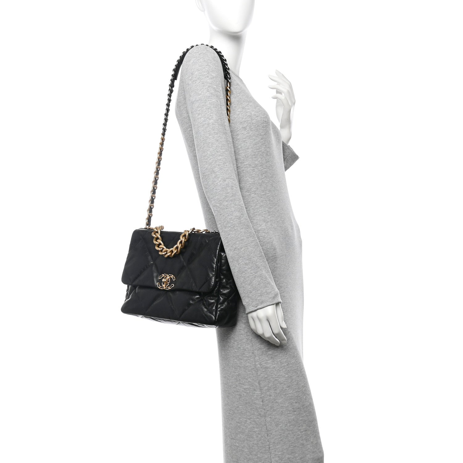 Chanel Goatskin Quilted Large Chanel 19 Flap Black 3 of 11