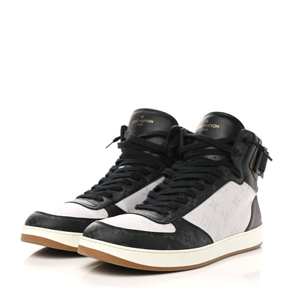 Louis Vuitton Calfskin Monogram Mens Rivoli High Top Sneakers 11 Black 3 of 9