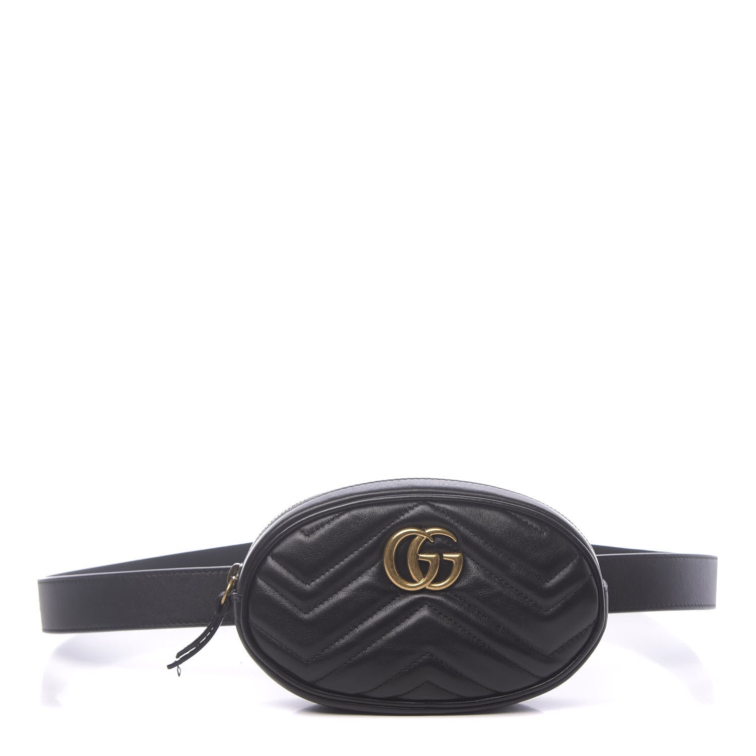 Gucci Calfskin Matelasse GG Marmont Belt Bag 95 38 Black 1 of 12
