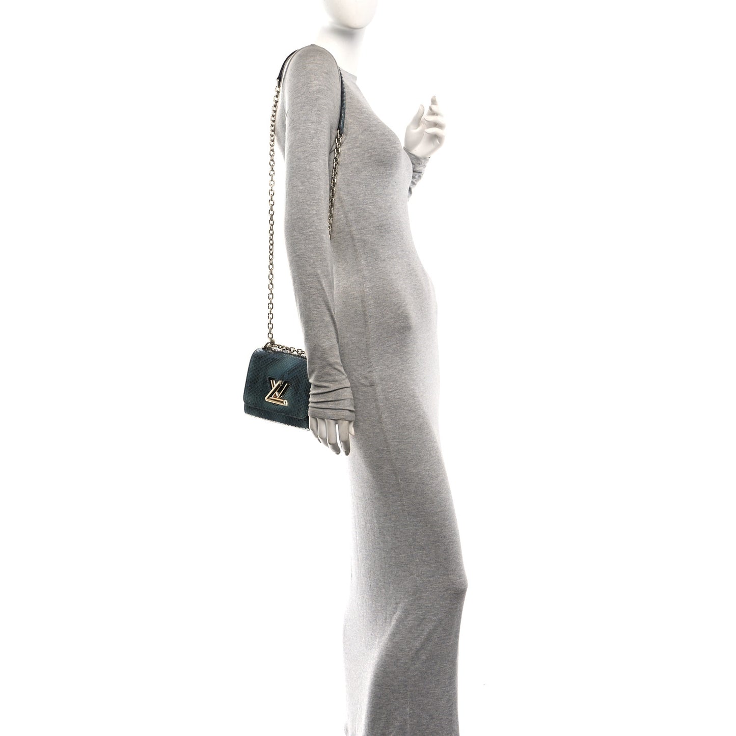Snakeskin Twist Shoulder Bag PM Blue Multicolor