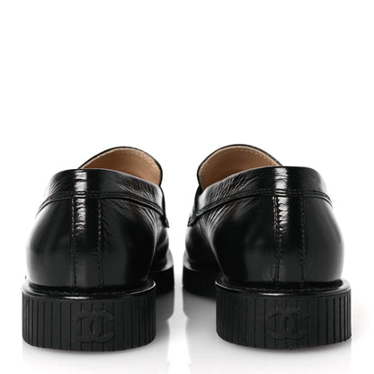 Chanel Shiny Crumpled Calfskin CC Mocassin Loafers 39 Black 6 of 11
