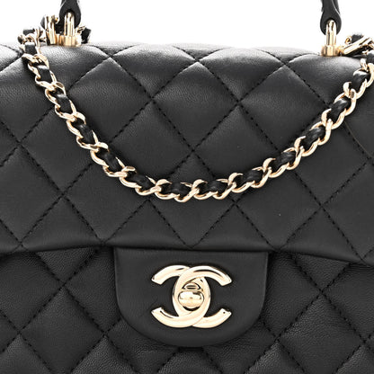 Chanel Lambskin Quilted Mini Top Handle Rectangular Flap Black 8 of 11