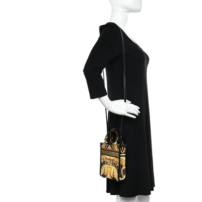 Fendi X VERSACE Vitello King Catalan Mirror Plexiglass Fendace FF Baroque Logo Mini Fendi Sunshine Shopper Tote Black Gold 2 of 11