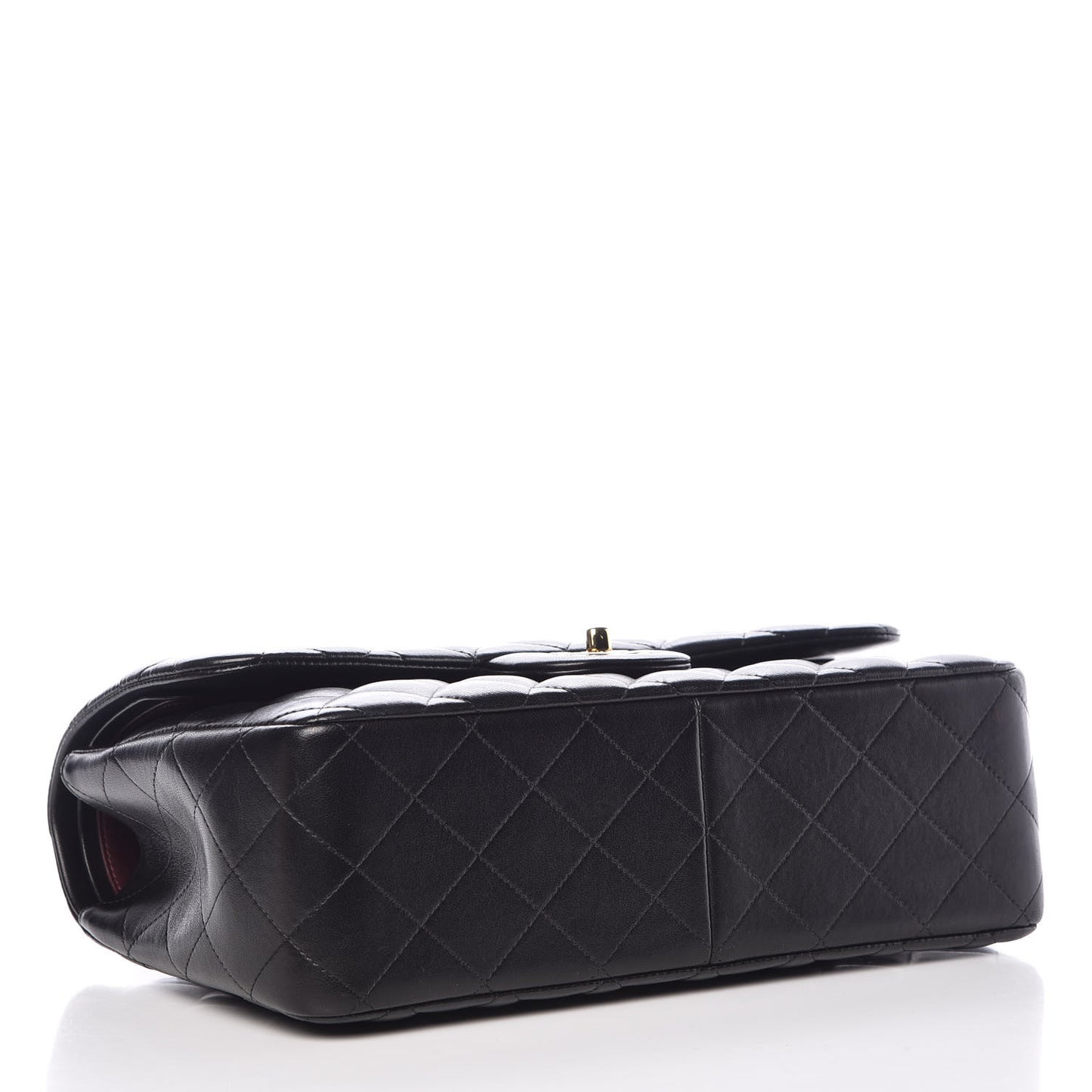 Lambskin Quilted Jumbo Double Flap Black