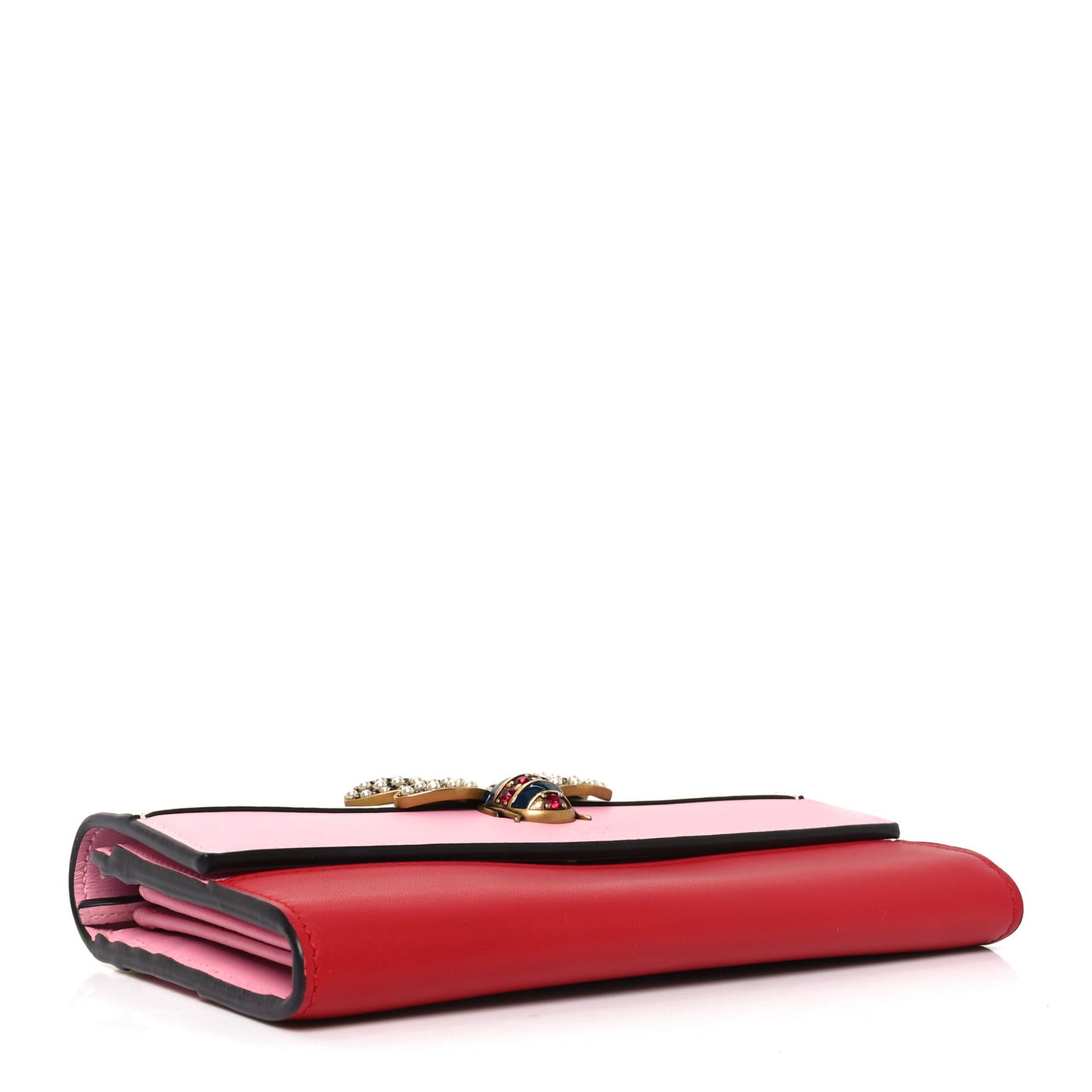 Calfskin Queen Margaret Flap Wallet Sugar Pink Hibiscus Red Mystic White
