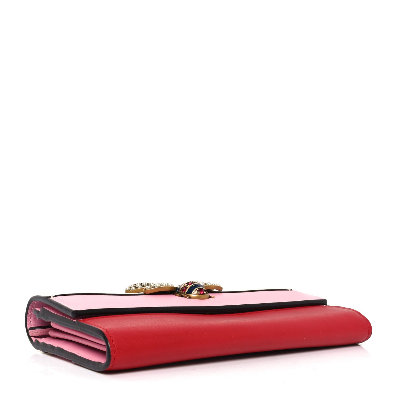Gucci Calfskin Queen Margaret Flap Wallet Sugar Pink Hibiscus Red Mystic White 4 of 7