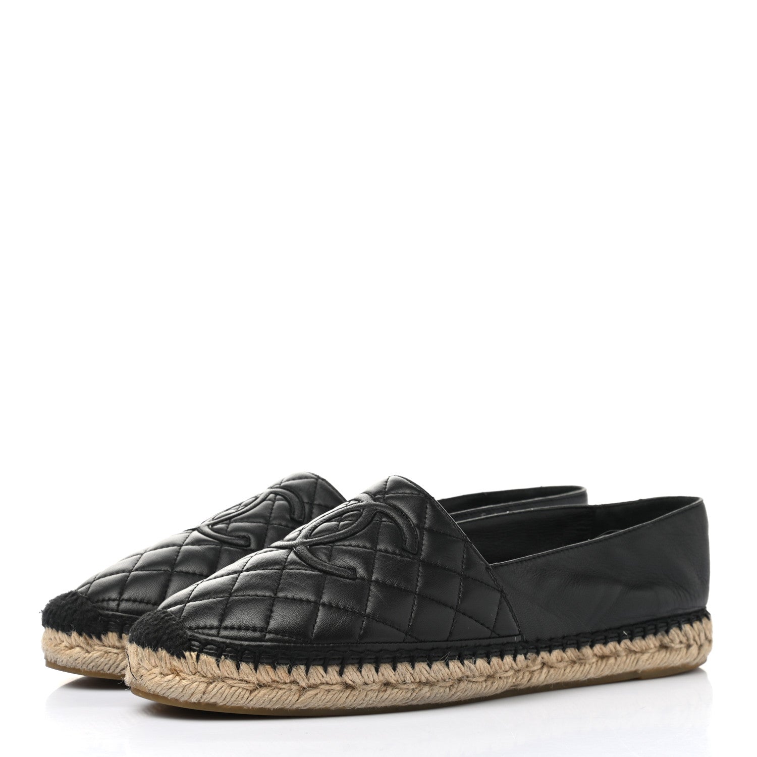 Chanel Lambskin Quilted CC Espadrilles 40 Black 3 of 8