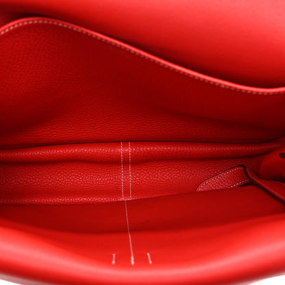Hermes Taurillon Clemence Halzan 31 GM Rouge Casaque Vermillion 5 of 10