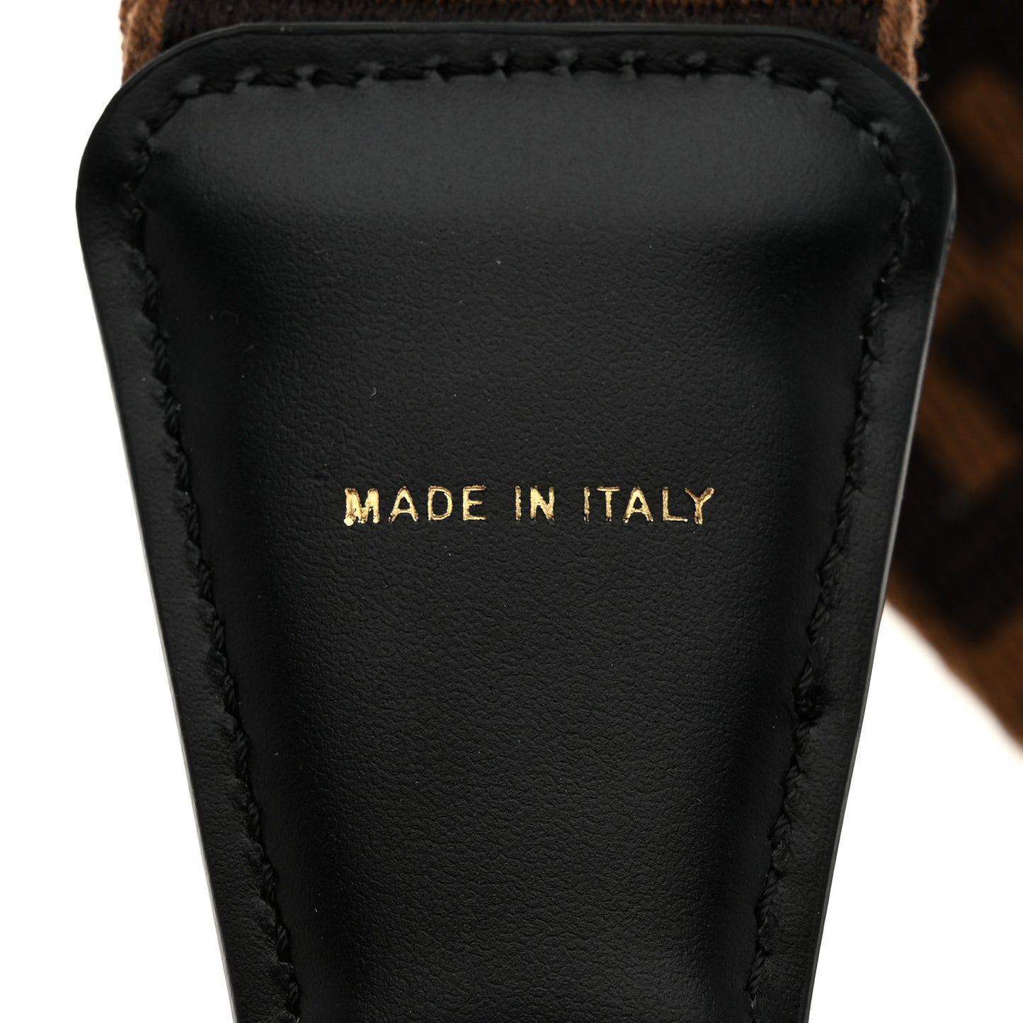 Ribbon Vitello Century FF 1974 Flat Studded Strap You Fango Marrone Ebano