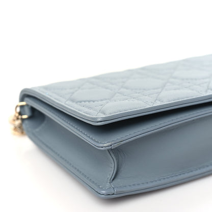 Christian Dior Lambskin Cannage Lady Dior Chain Wallet Cloud Blue 10 of 11