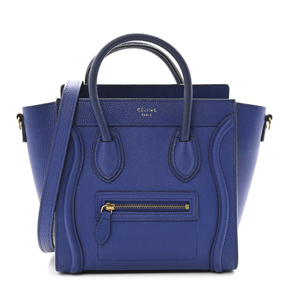 Celine Drummed Calfskin Nano Luggage Indigo 1 of 12
