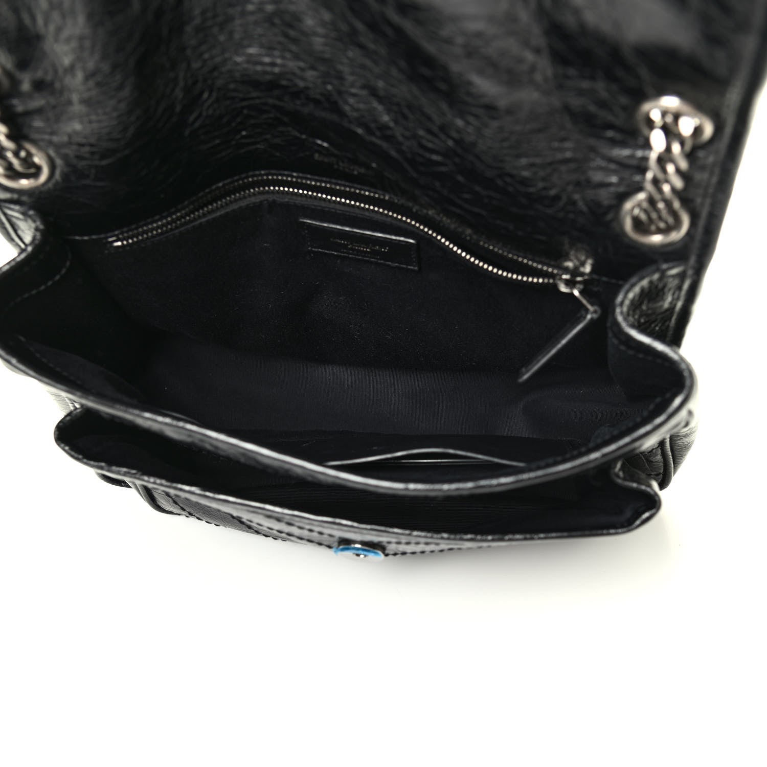 Saint Laurent Crinkled Calfskin Matelasse Monogram Medium Niki Chain Satchel Black 4 of 4