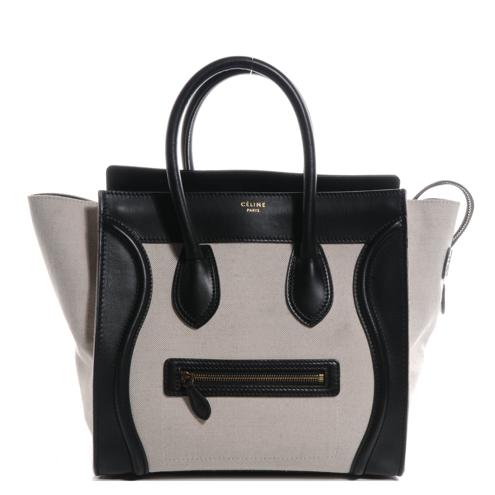 Celine Natural Canvas Smooth Calfskin Mini Luggage Cream 1 of 9