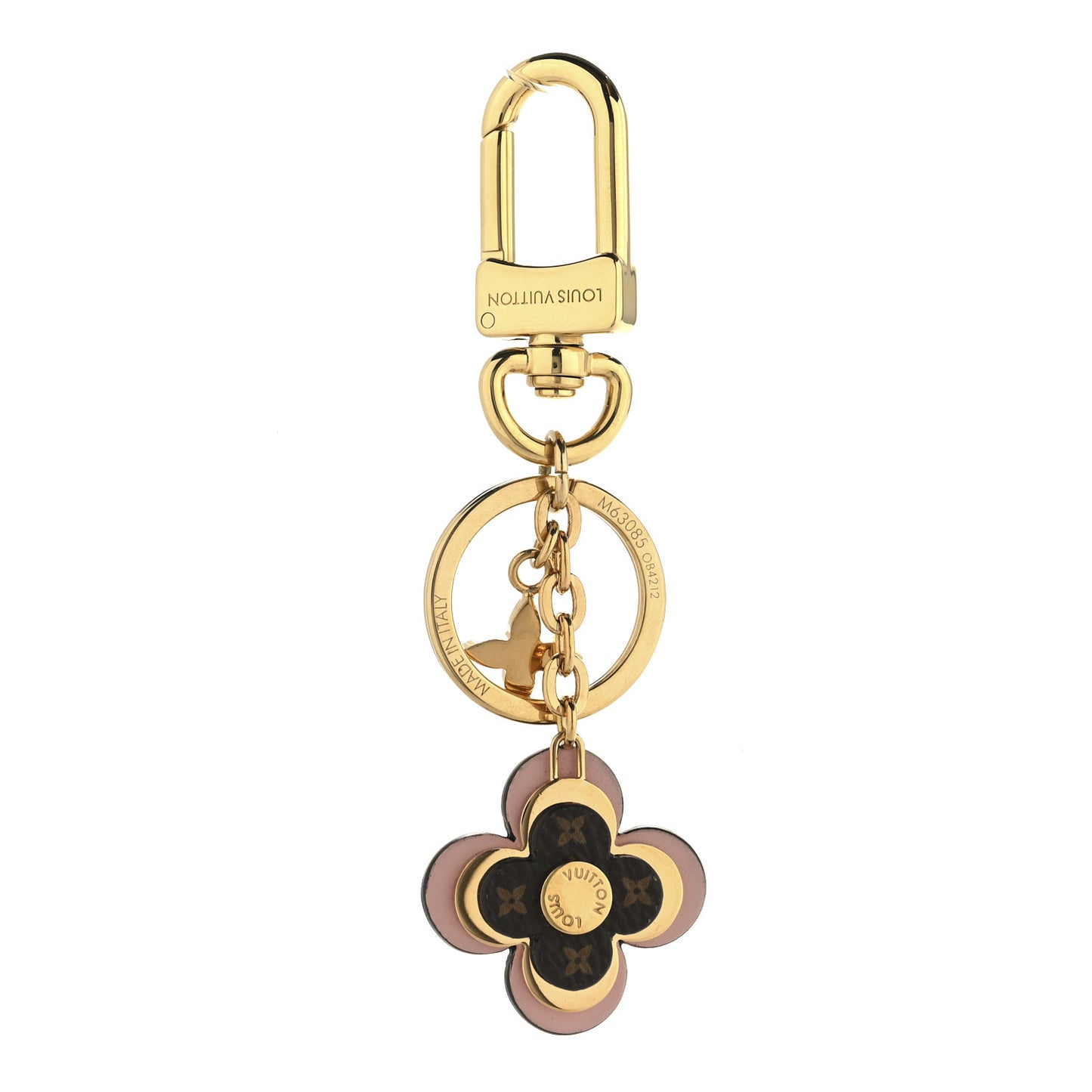 Monogram Blooming Flowers BB Bag Charm Key Holder Pink