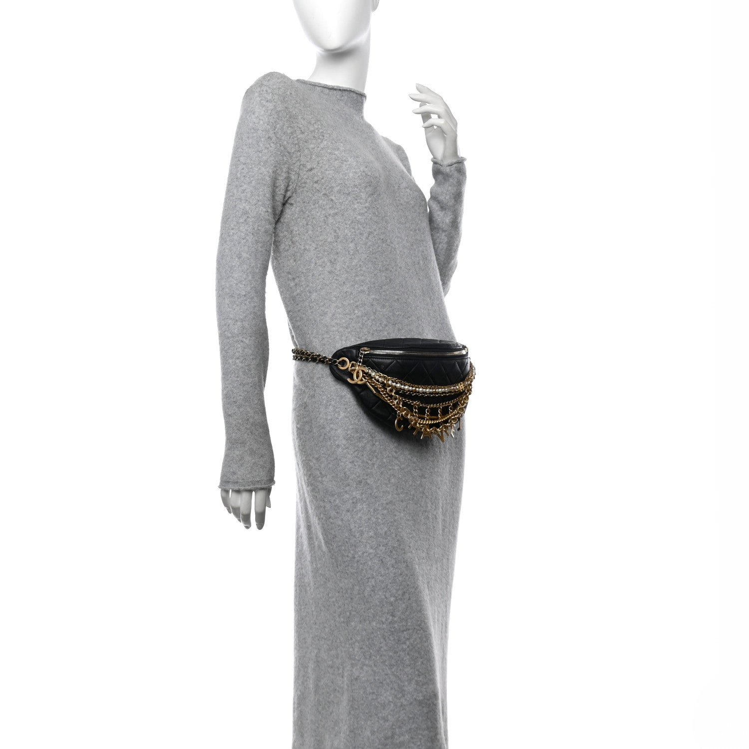 Chanel Lambskin Quilted All About Chains Waist Belt Bag Black 3 of 15