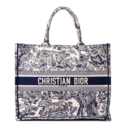 Christian Dior Canvas Embroidered Large Dioriviera Toile De Jouy Book Tote Blue 1 of 16