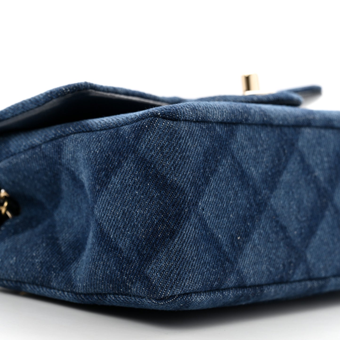 Printed Denim Quilted Mini Rectangular Flap Dark Blue