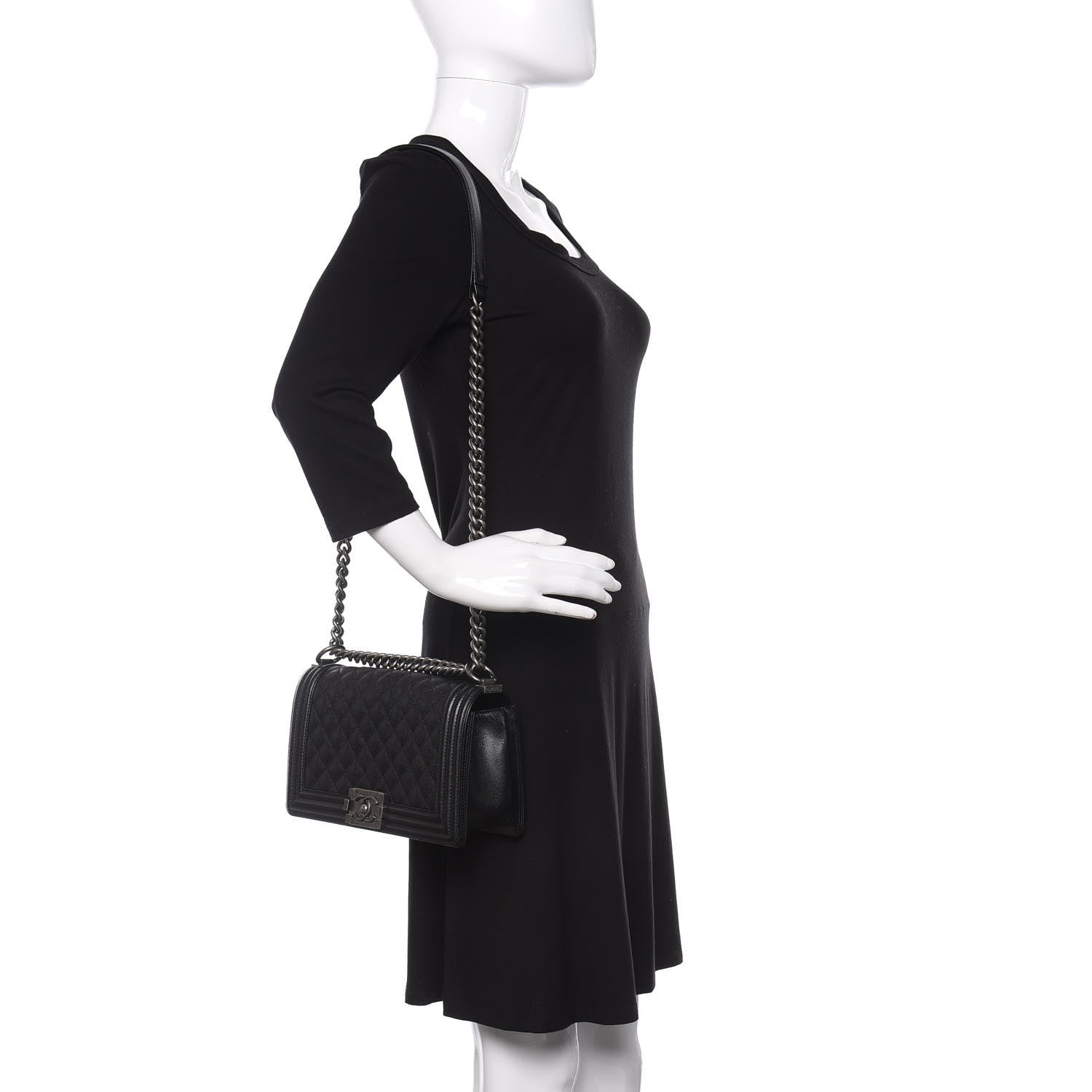 Chanel Caviar Quilted Medium Boy Flap Black 2 of 14