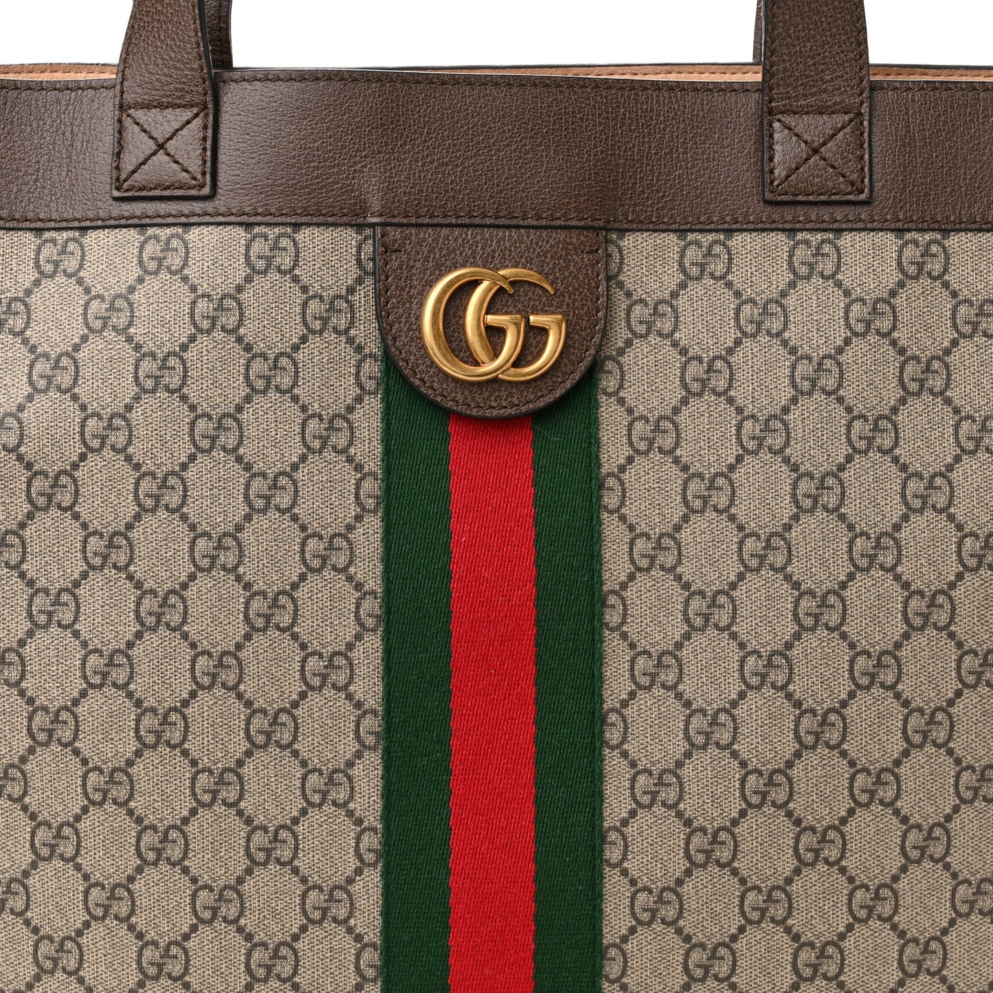 GG Supreme Monogram Web Large Ophidia Vertical Shopping Tote Brown