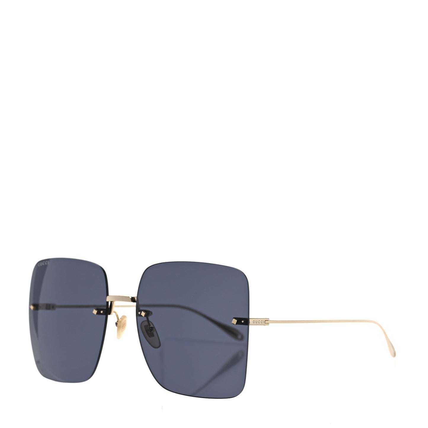 Metal Rimless Square Sunglasses GG1147S Black Gold