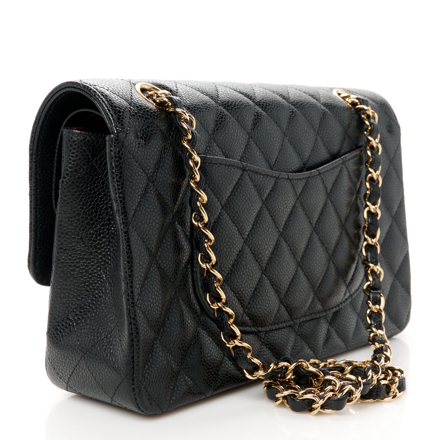 Caviar Quilted Medium Double Flap Black