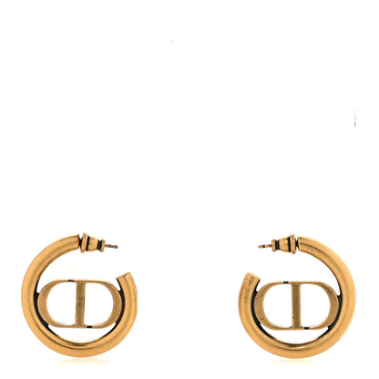 Christian Dior Metal 30 Montaigne Hoop Earrings Aged Gold 1 of 4