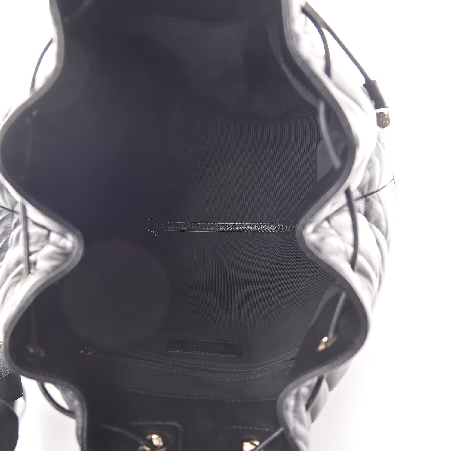 Chanel Lambskin Quilted Drawstring Backpack Black 5 of 9