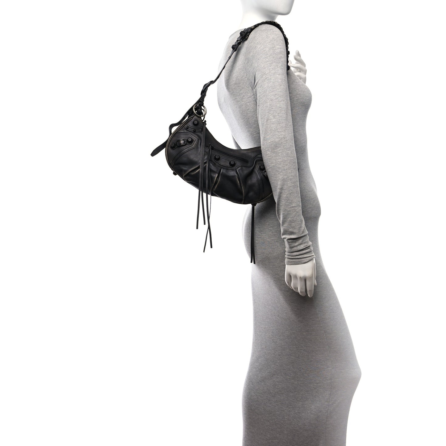 Used Calfskin Small Le Cagole Shoulder Bag Black