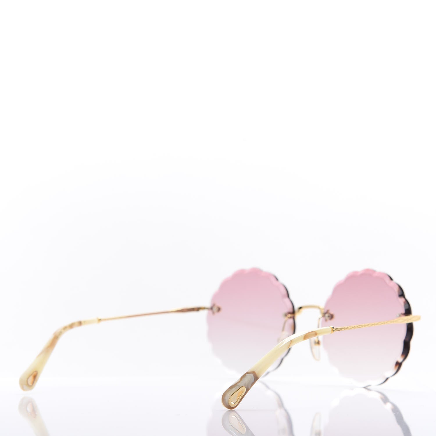 Chloe Rosie Bevelled Round Sunglasses CE142S Gold Gradient Coral 4 of 7