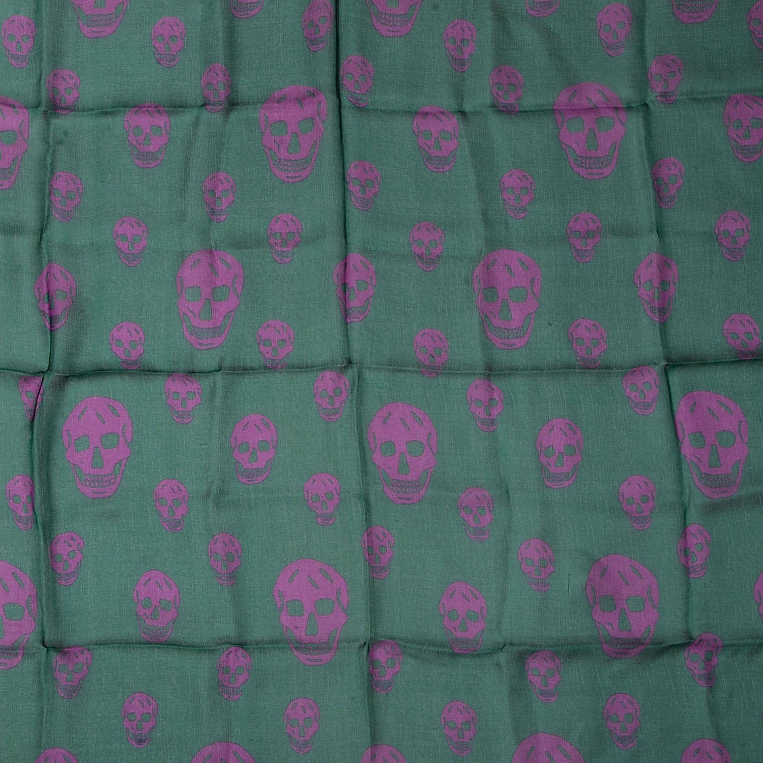 Alexander McQueen Silk Chiffon Skull Scarf Green 1 of 8