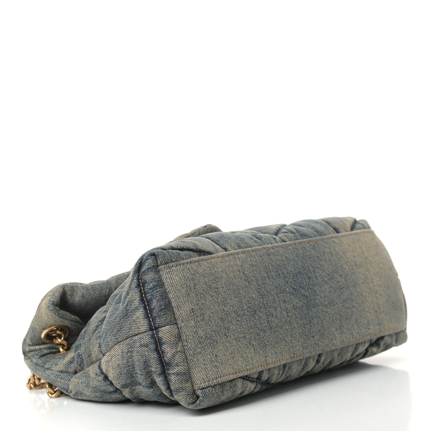 Saint Laurent Denim Quilted Small Loulou Puffer Monogram Chain Satchel Rodeo Blue 4 of 9