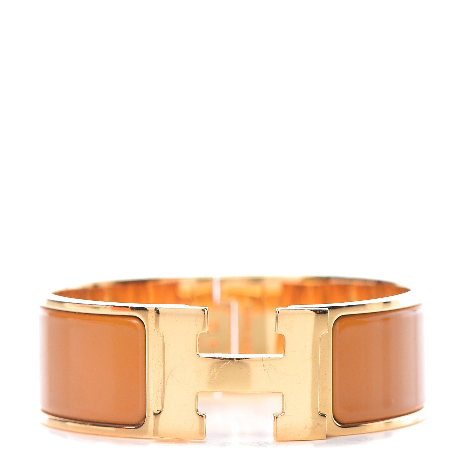 Hermes Enamel Wide Clic Clac H Bracelet PM Jaune Madras 1 of 9