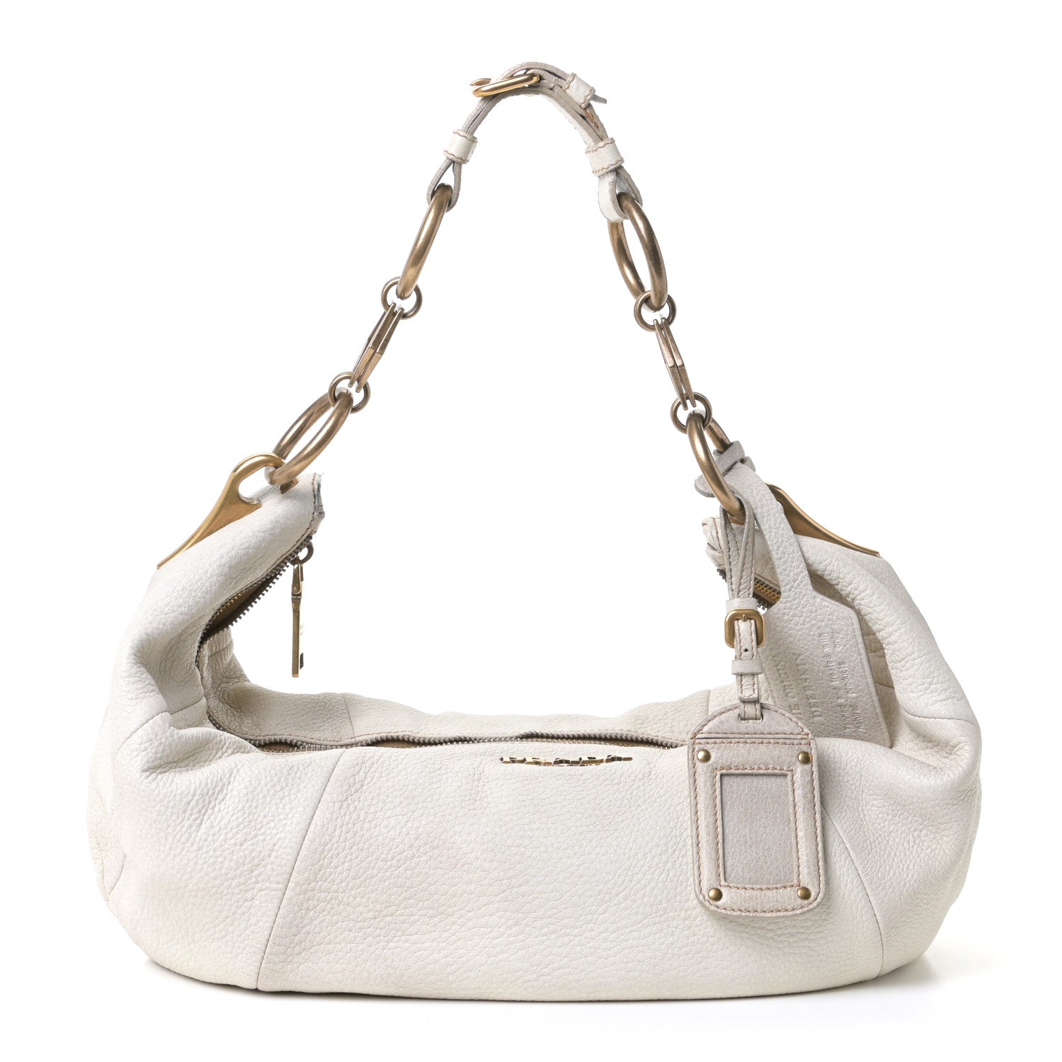 Prada Deerskin Tamponato Hobo White 1 of 15