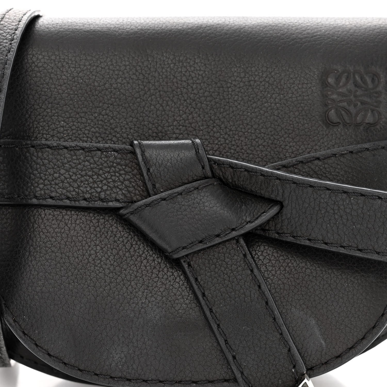 Loewe Grained Calfskin Mini Gate Western Crossbody Bag Black 8 of 13